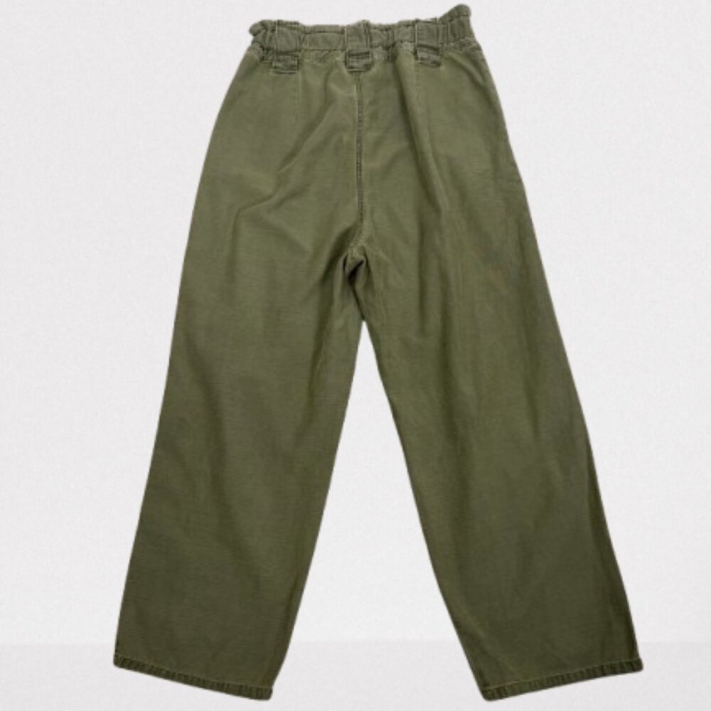 FREE PEOPLE One Way High Waist Wide Leg Crop Pants Size 12 Olive Green - Picture 6 of 11